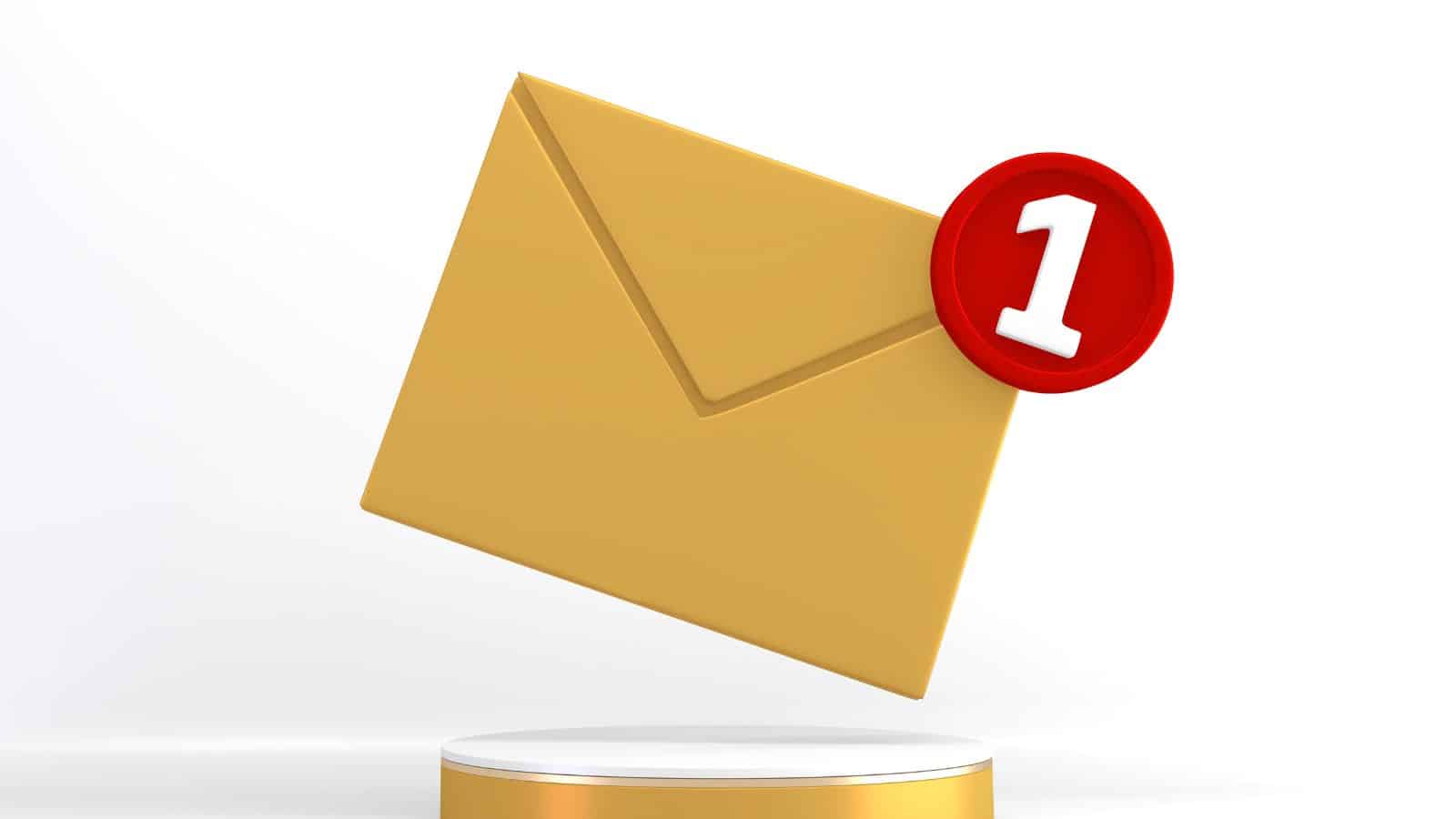 A golden envelope with the number 1 on it.