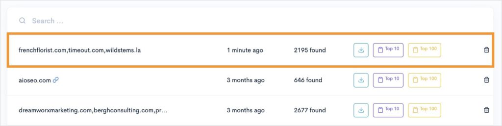 Competitor keyword report in LowFruits.