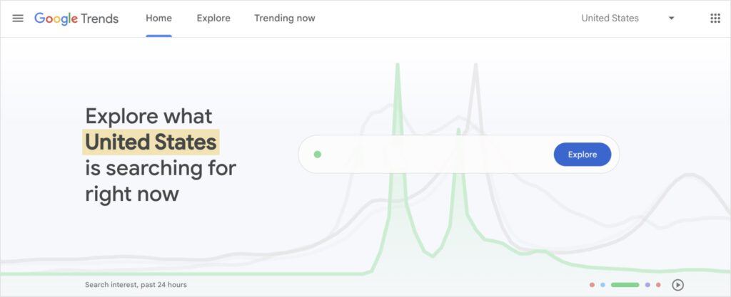 Google Trends homepage.
