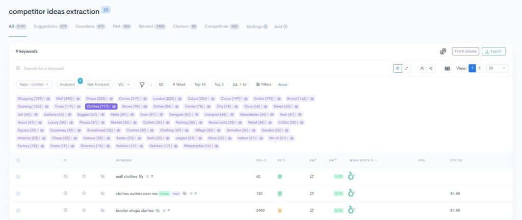 A screen shot of a website showing a list of items with Extraction Features A screen shot of a website showing a list of items with Extraction Features.