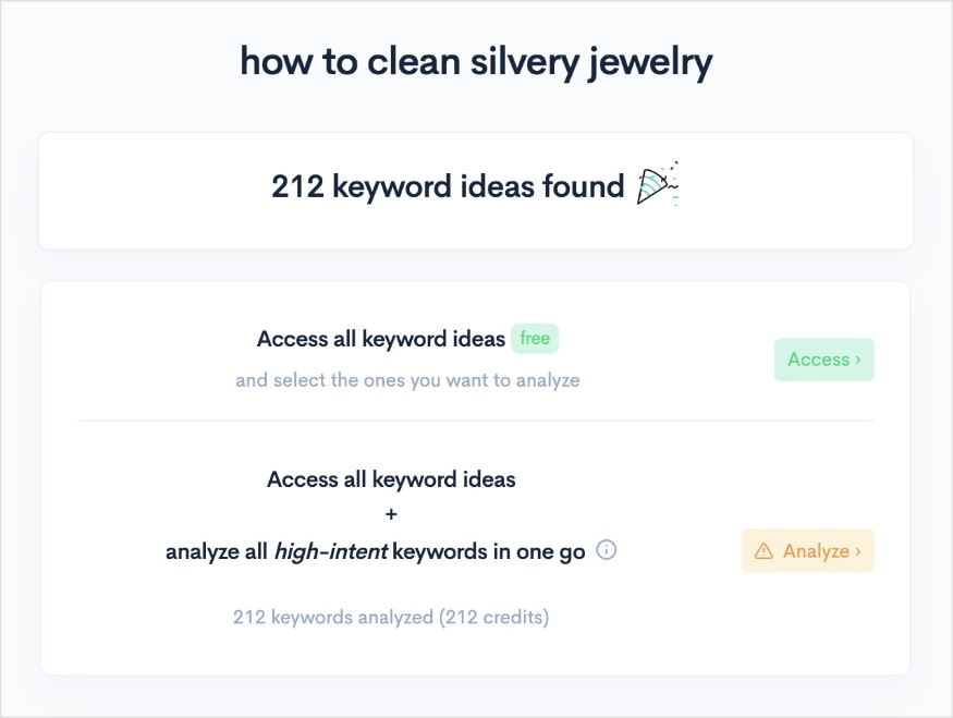 Keyword Ideas Found LowFruits keyword ideas report.