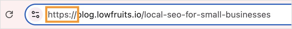Protocol of a URL shows https://.