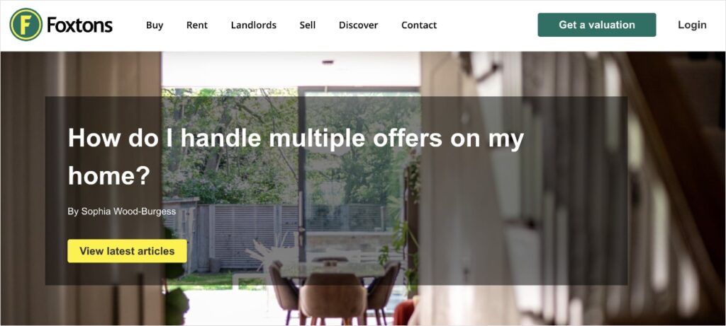Foxtons blog title and featured image for an article about multiple house offers.