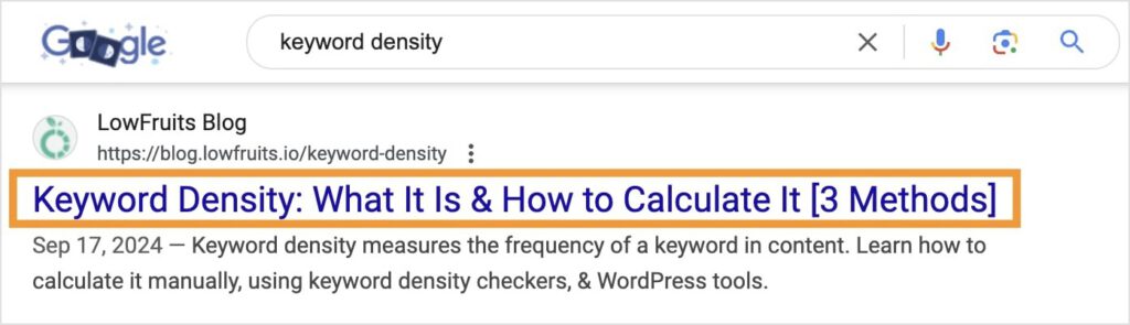 SEO title in Google search results.