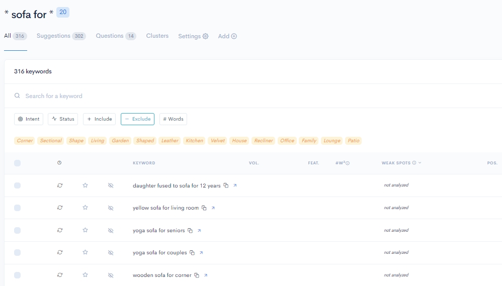 Search for wildcard keywords with LowFruits