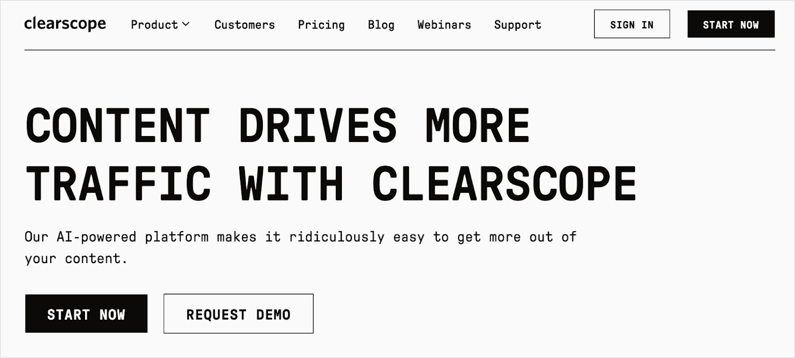 Clearscope homepage, one of the best content optimization tools.