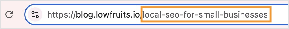 URL slug in this example says local SEO for small businesses.