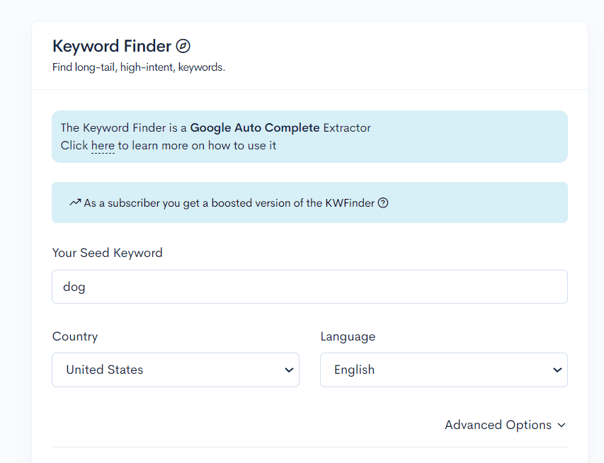 A screenshot of the Google AdWords keyword finder for finding easy keywords in different niches like air fryer pets and travel A screenshot of the Google AdWords keyword finder for finding easy keywords in different niches like air fryer, pets, and travel.